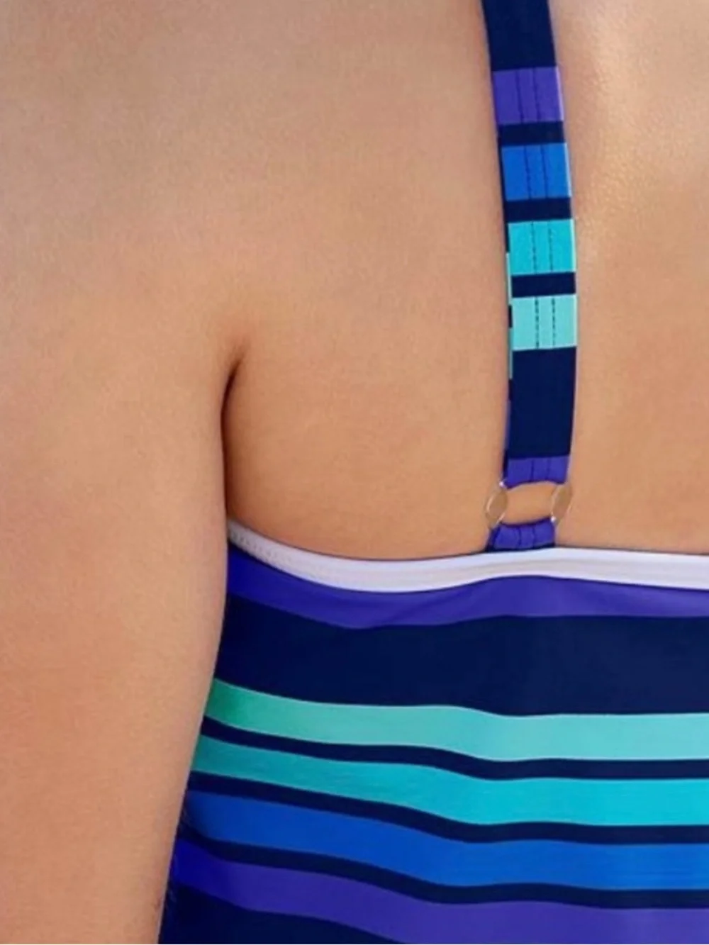 VENUS Blouson Tankini Top Blue Stripe Swim Top Size 10 NWOT